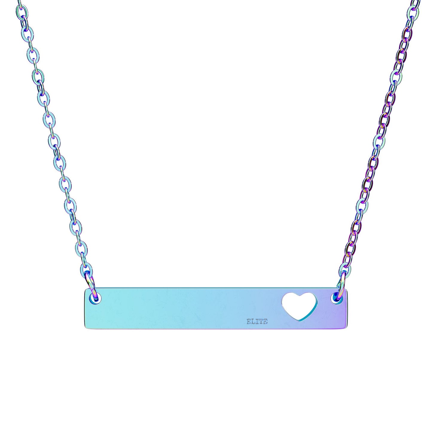 Cutout Heart Bar Necklace — Engravable Pendant