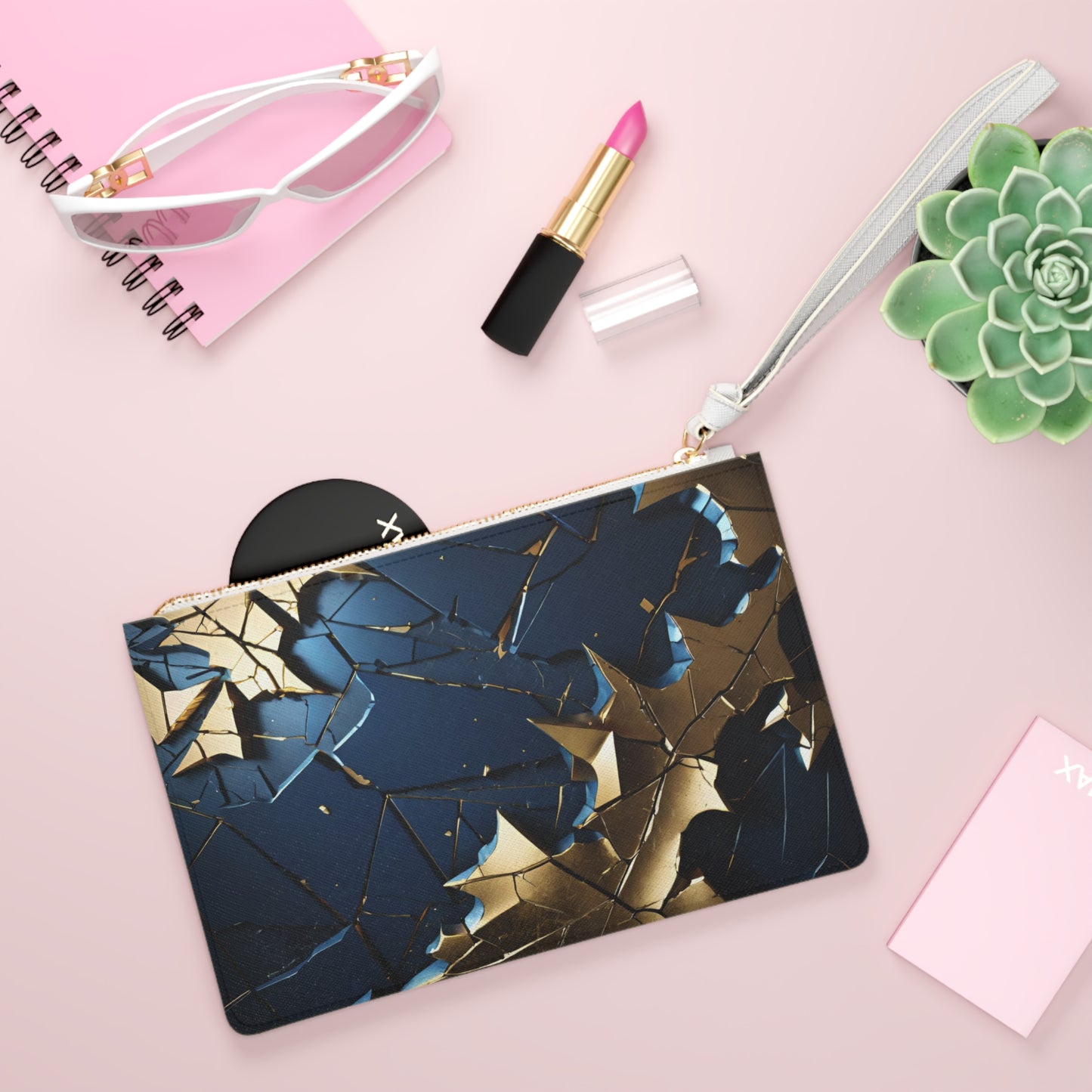 Gold Leaf Glassy Clutch Bag