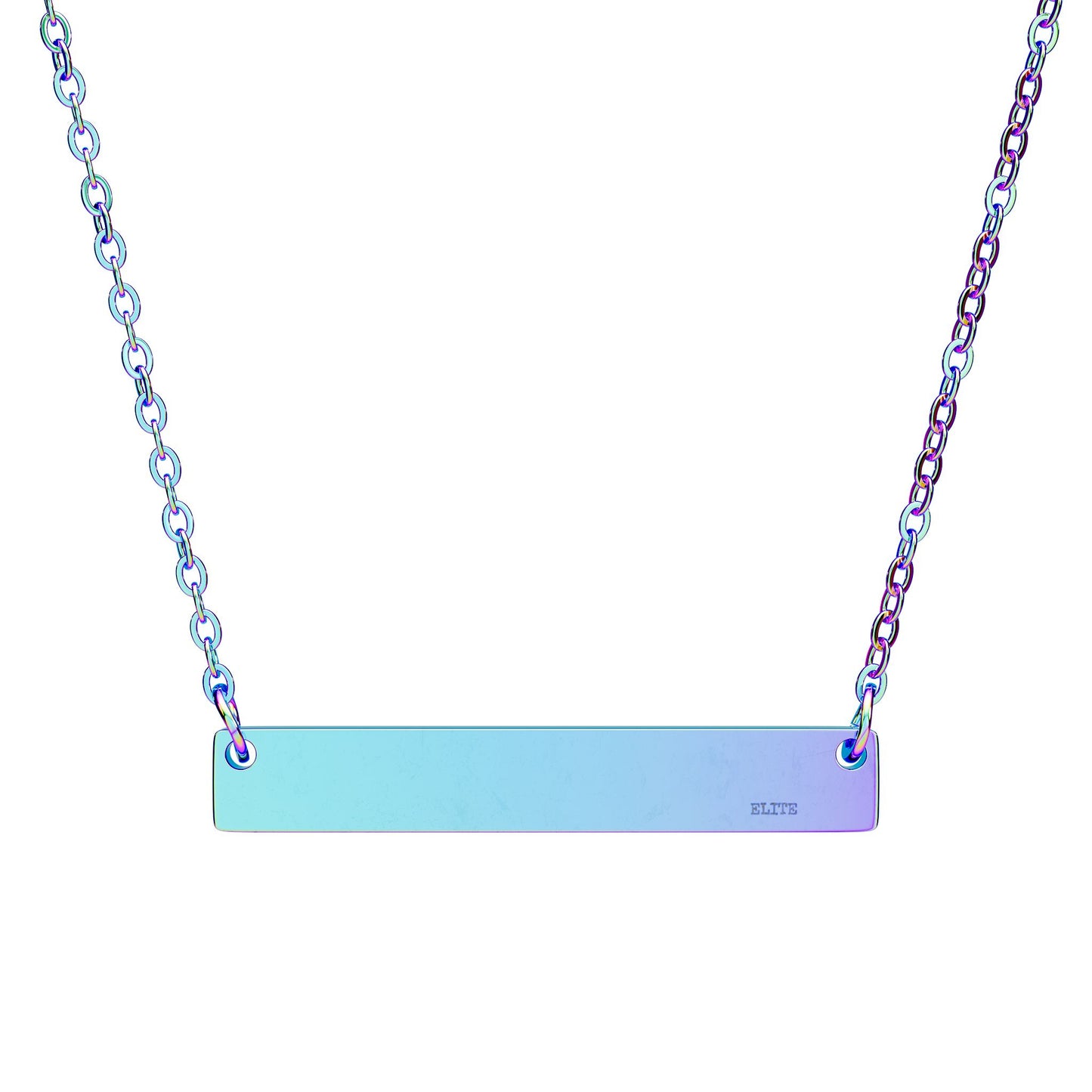 Engravable Horizontal Bar Necklace — Personalized Name/Message Pendant