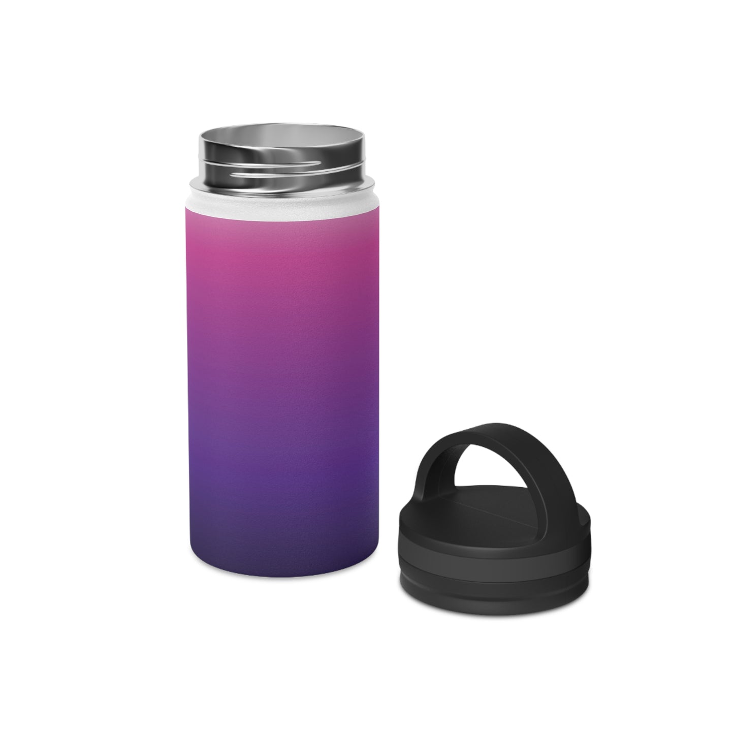 Ombré Stainless Steel Water Bottle with Handle Lid — Gradient Pink to Purple, Insulated Travel Bottle