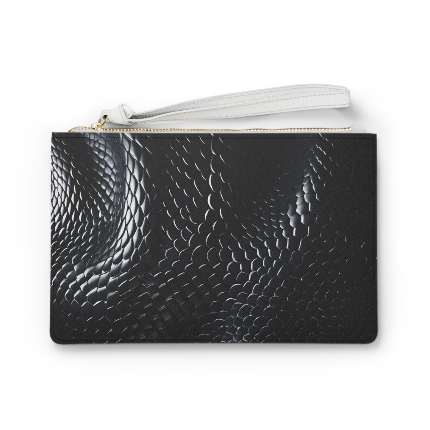 Faux Black Snakeskin Clutch