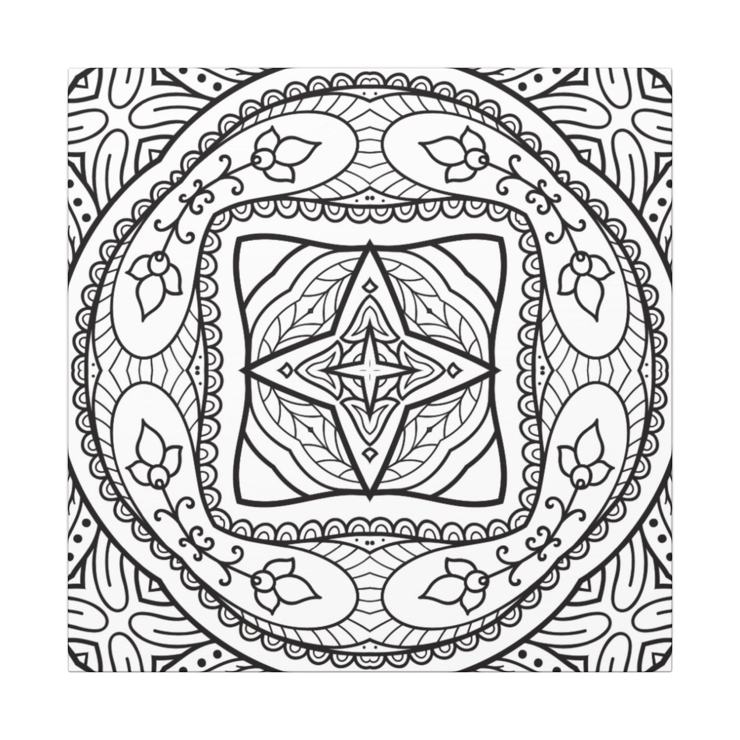 Paint-Your-Own Mandala Canvas Design #27, Stretched, 0.75" (Multi-Size)