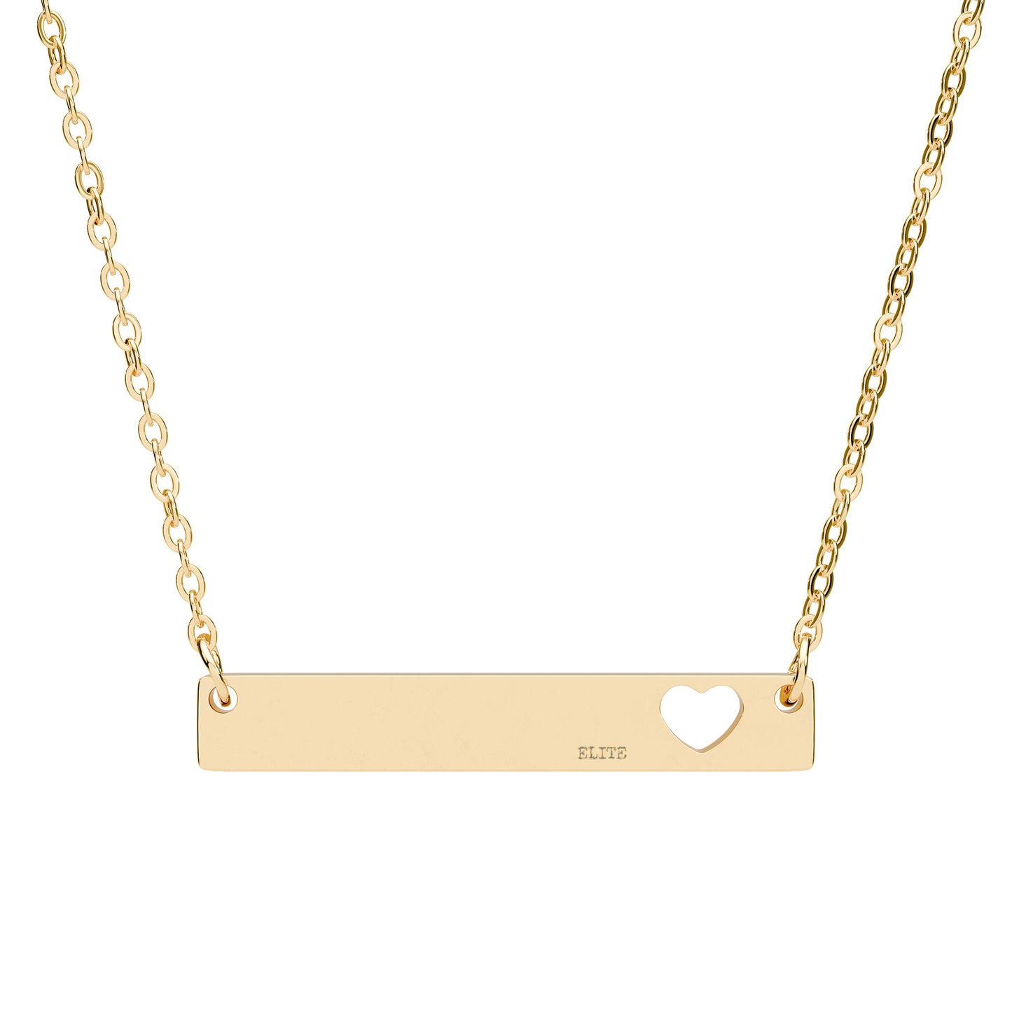 Cutout Heart Bar Necklace — Engravable Pendant