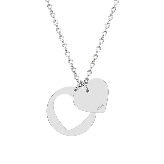 Engravable Heart Cutout Necklace — Personalized Heart Pendant in Silver or Rose Gold