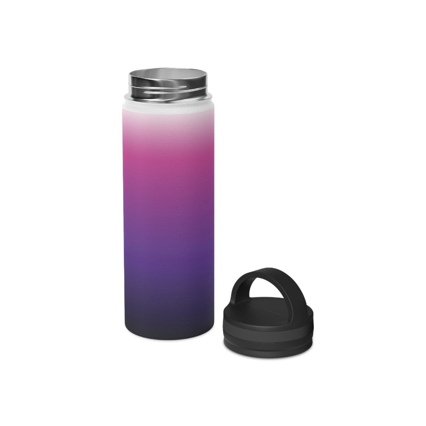 Ombré Stainless Steel Water Bottle with Handle Lid — Gradient Pink to Purple, Insulated Travel Bottle