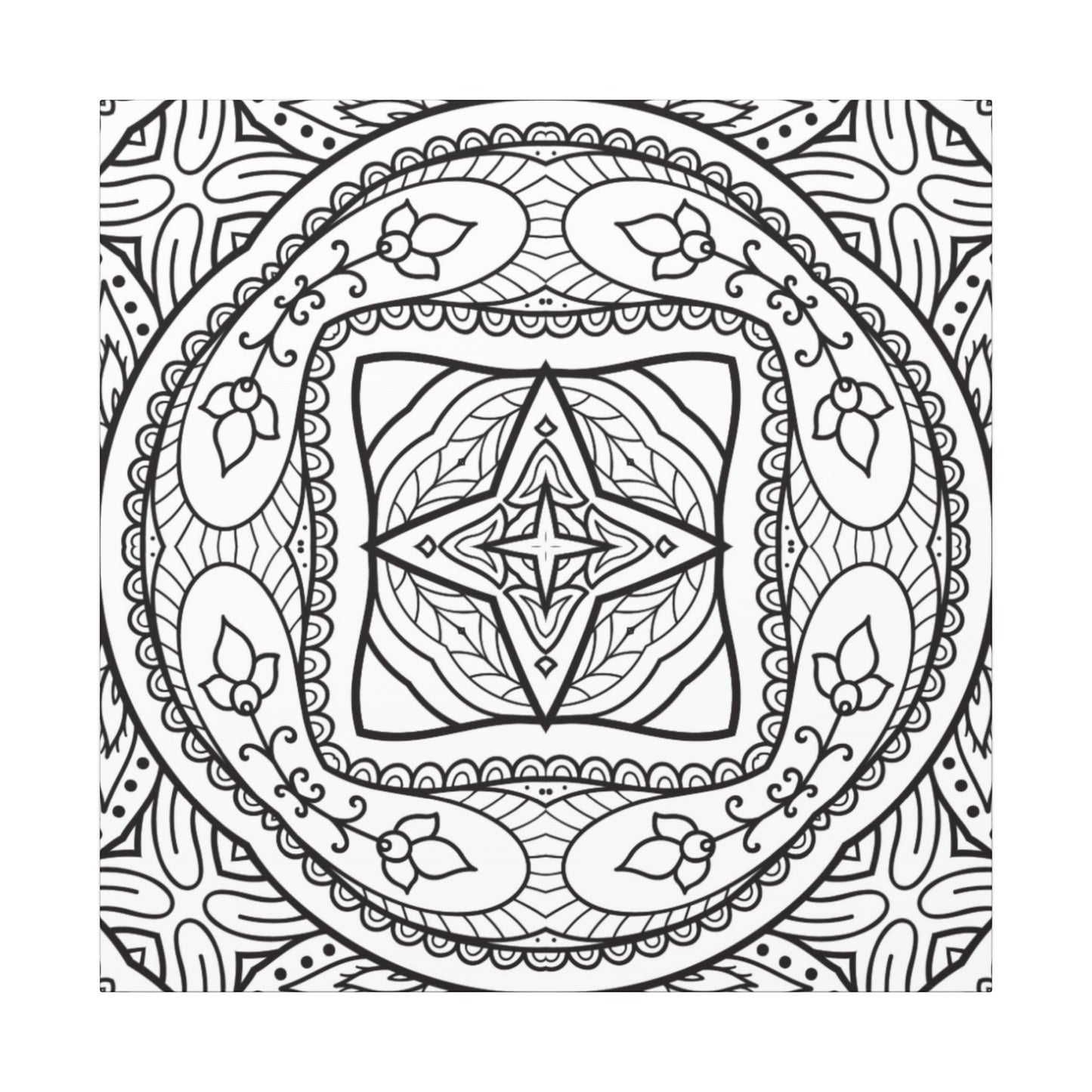 Paint-Your-Own Mandala Canvas Design #27, Stretched, 0.75" (Multi-Size)
