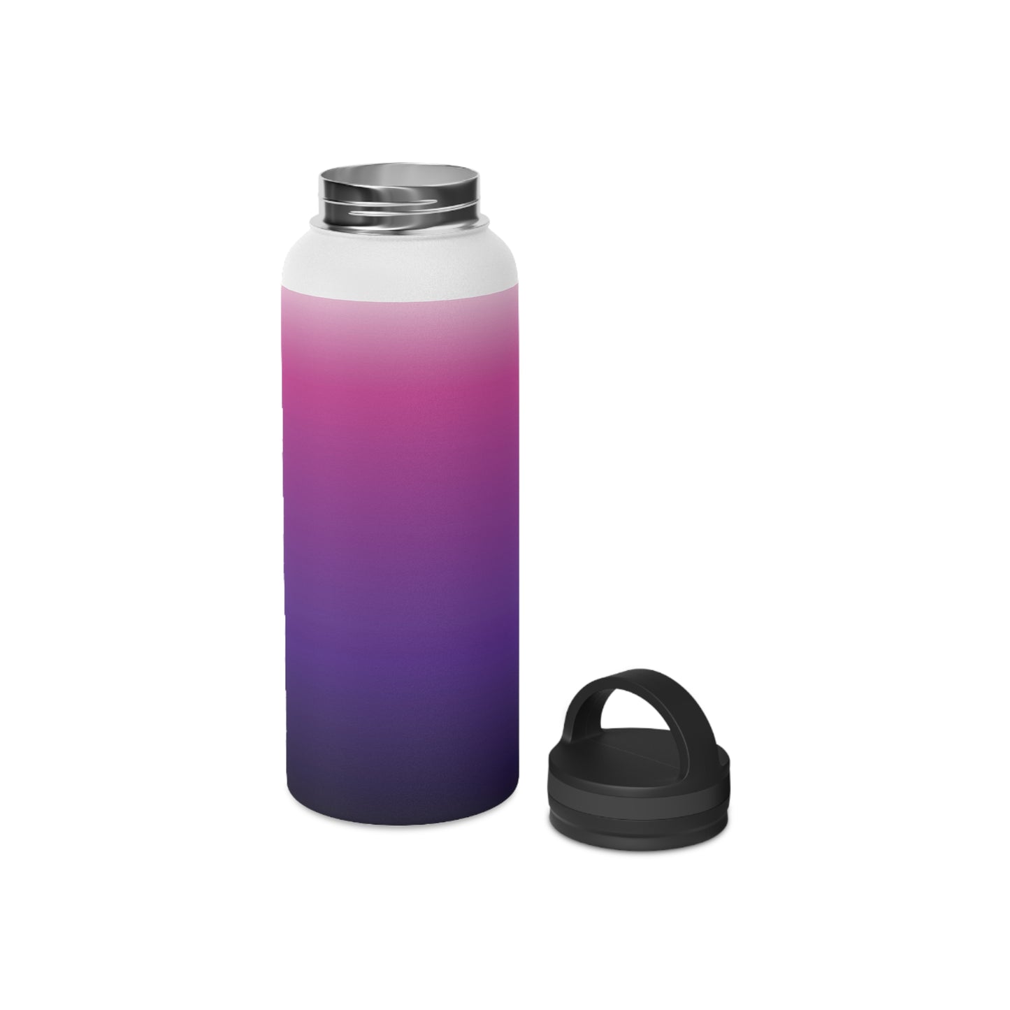 Ombré Stainless Steel Water Bottle with Handle Lid — Gradient Pink to Purple, Insulated Travel Bottle