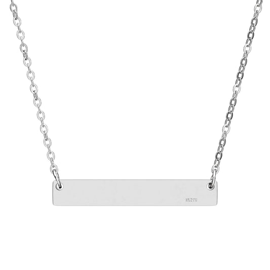 Engravable Horizontal Bar Necklace — Personalized Name/Message Pendant