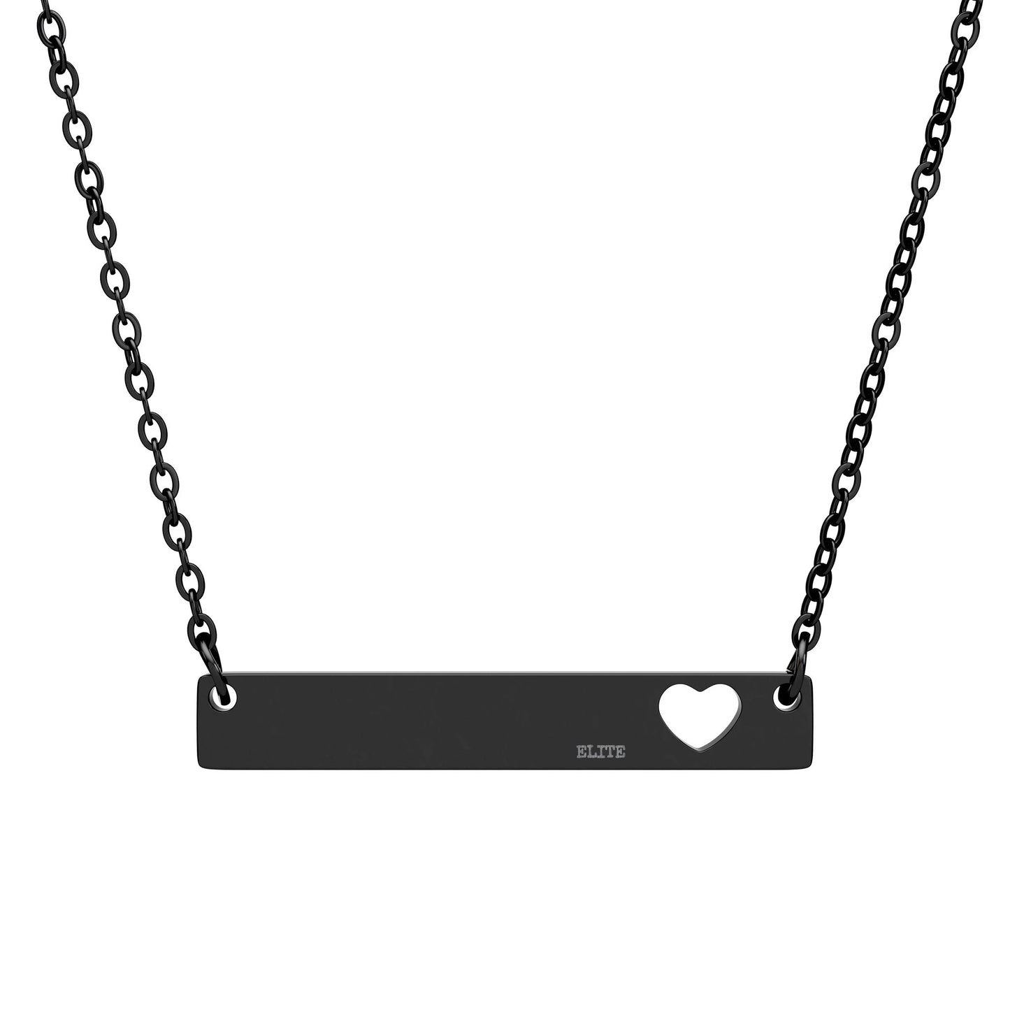 Cutout Heart Bar Necklace — Engravable Pendant