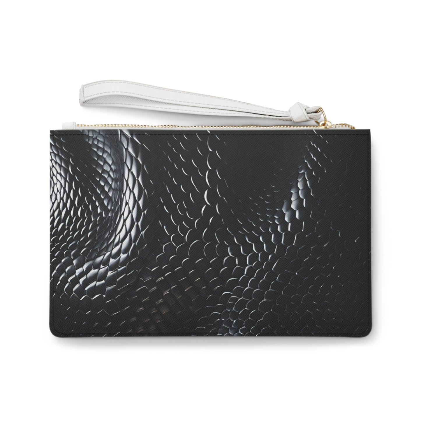 Faux Black Snakeskin Clutch