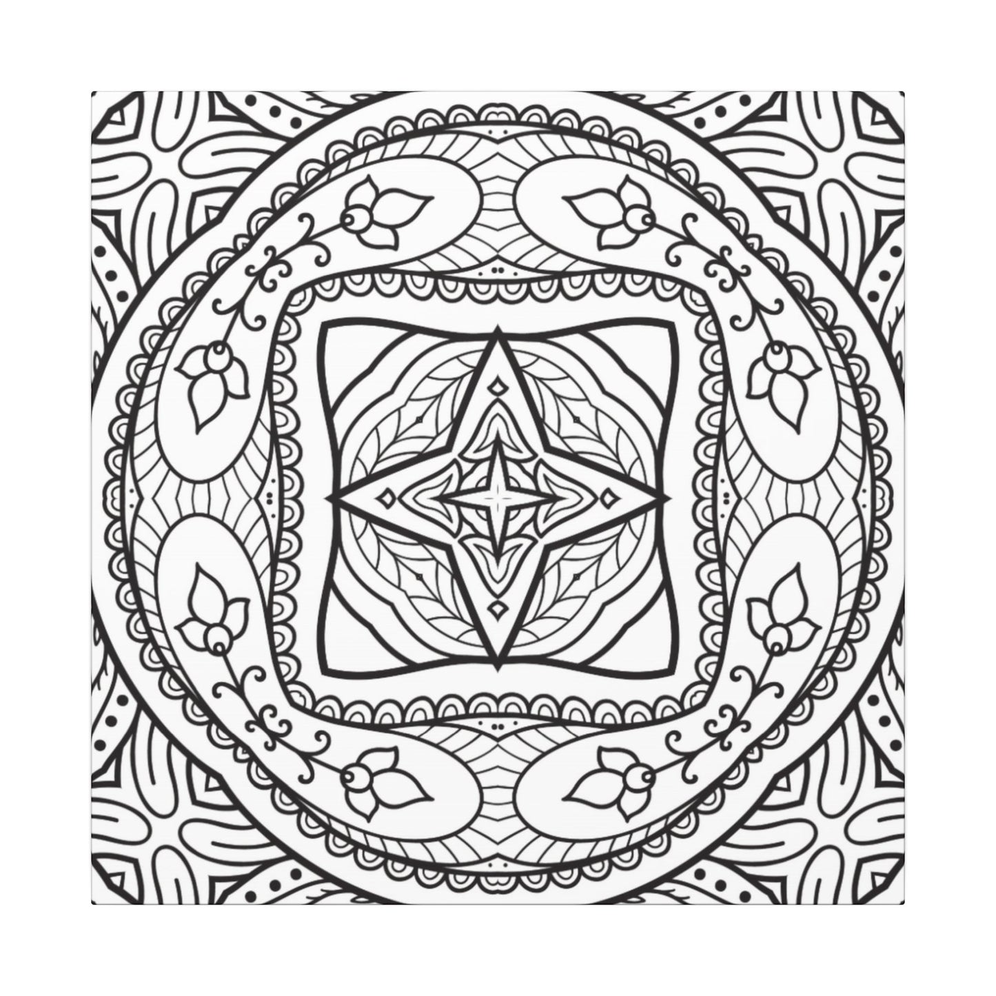 Paint-Your-Own Mandala Canvas Design #27, Stretched, 0.75" (Multi-Size)