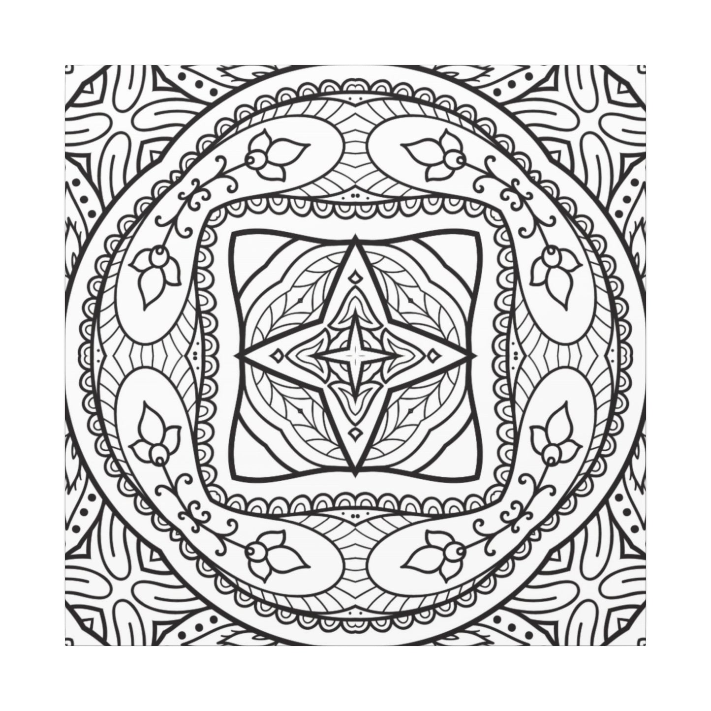 Paint-Your-Own Mandala Canvas Design #27, Stretched, 0.75" (Multi-Size)